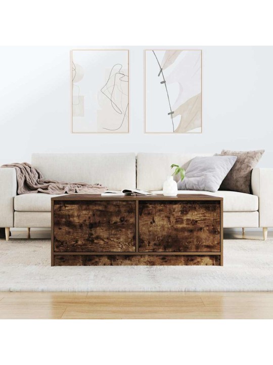 Kafijas galdiņš ar atvilktnēm, ozola krāsa, 100x100x40 cm