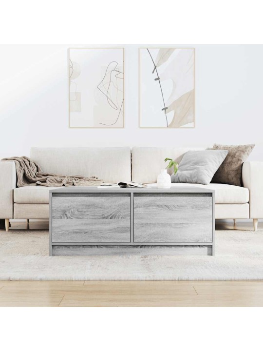 Kafijas galdiņš ar atvilktnēm, pelēka ozolkoka, 100x100x40 cm