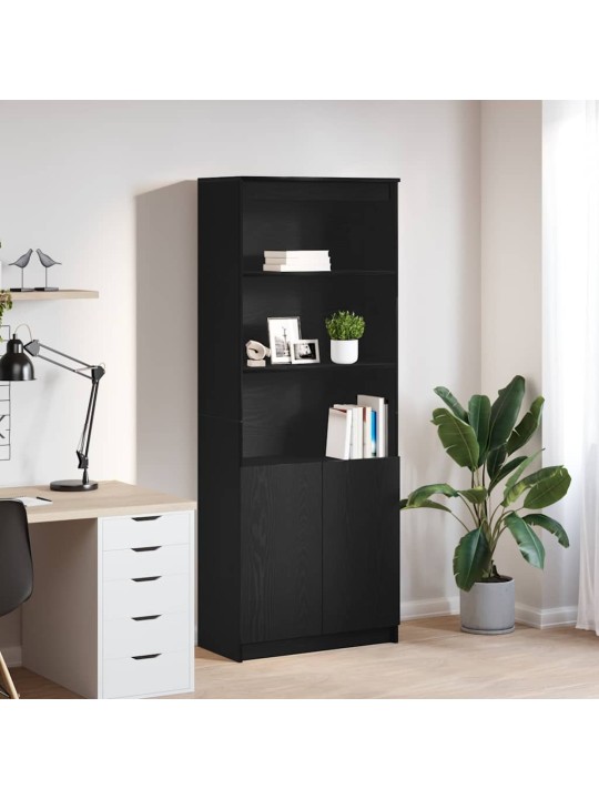 Augstais skapītis melns ozols 70x35x180 cm inženierijas koks