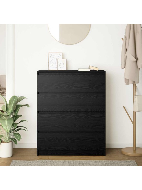 Kumode, melns ozols, 80x35x99 cm, inženierijas koks