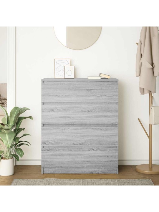 Kumode, pelēka ozolkoka, 80x35x99 cm, inženierijas koks