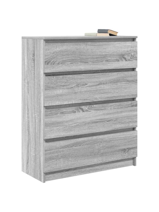 Kumode, pelēka ozolkoka, 80x35x99 cm, inženierijas koks
