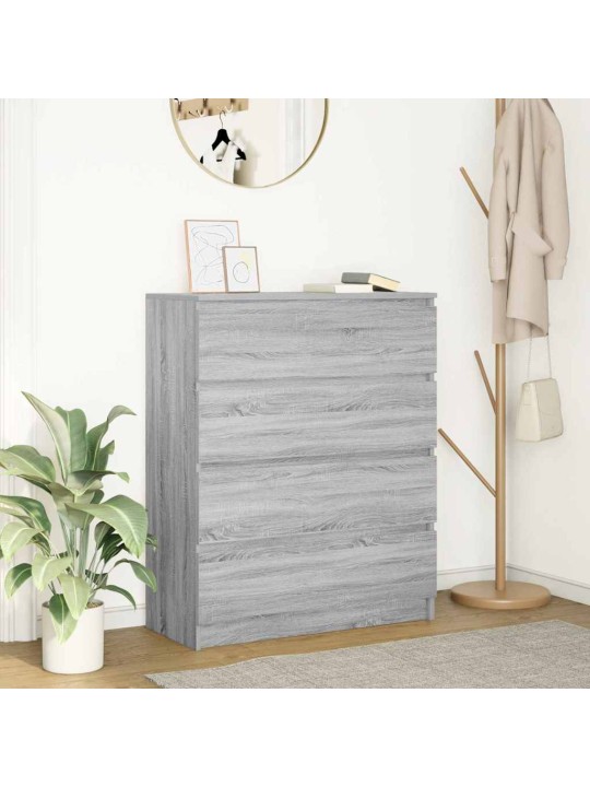 Kumode, pelēka ozolkoka, 80x35x99 cm, inženierijas koks