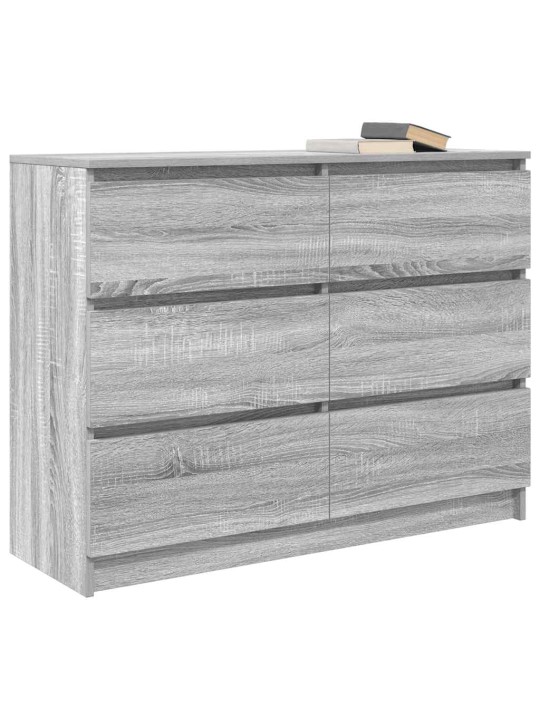 Kumode, pelēka ozolkoka, 100x35x76 cm, inženierijas koks
