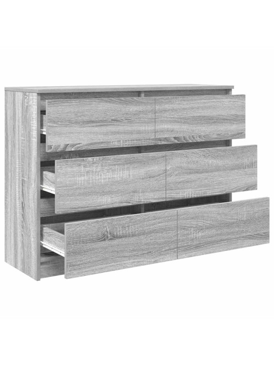Kumode, pelēka ozolkoka, 100x35x76 cm, inženierijas koks