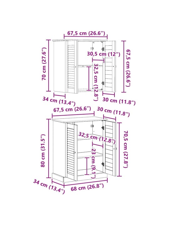Vannas istabas mēbeļu komplekts 2 pcs brūna 67.5 x 34 x 80 cm