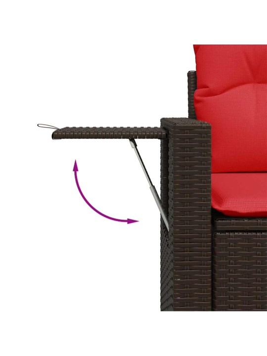 7-daļīgs dārza dīvāna komplekts, matrači, brūna pe rotangpalma