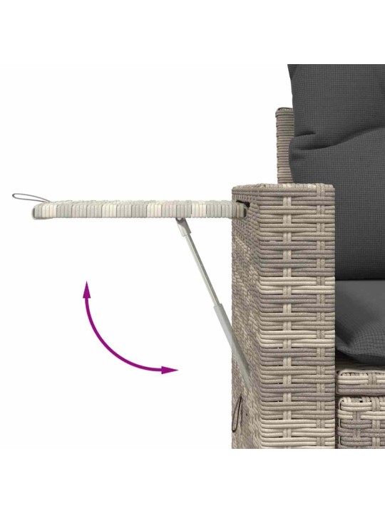 10-daļīgs dārza dīvāna komplekts ar matračiem, pelēka pe pinums