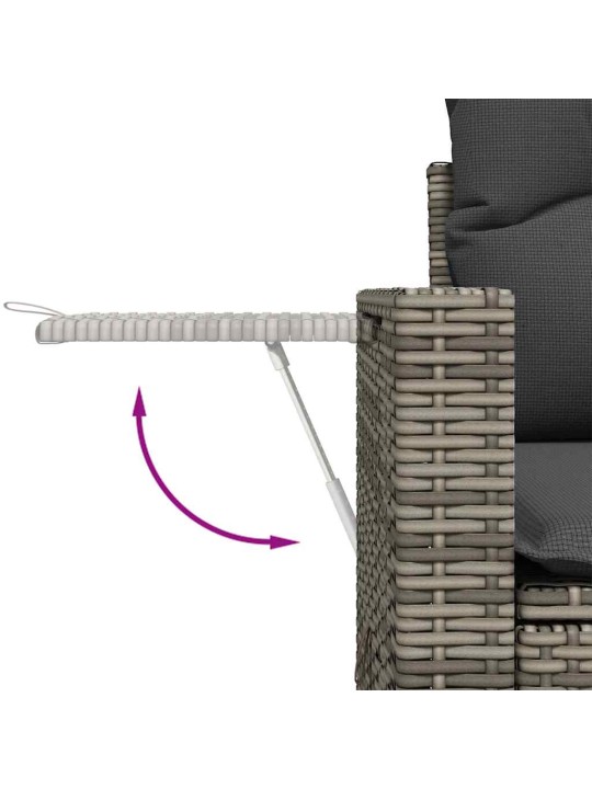 6-daļīgs dārza dīvāna komplekts ar matračiem, pelēks PE pinums