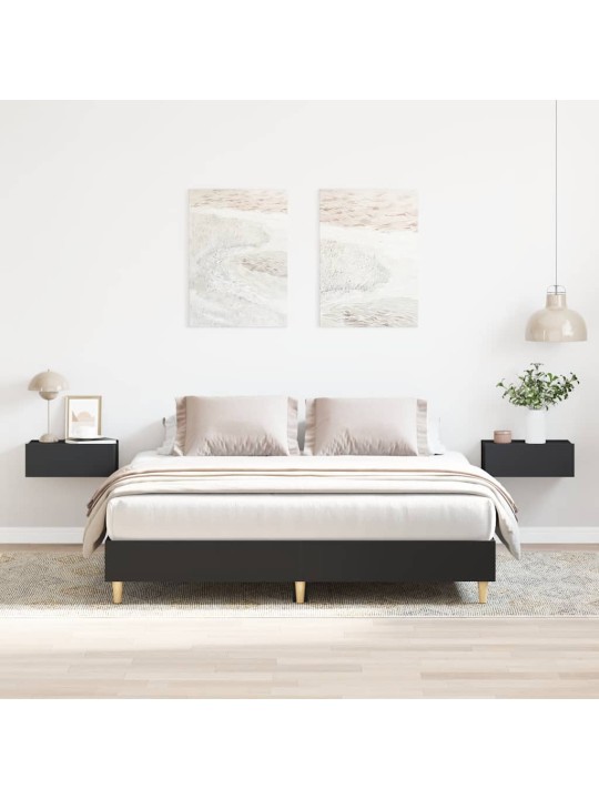 Gultas rāmis bez matrača, melns, 150x200 cm, inženierijas koks
