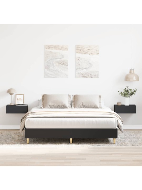 Gultas rāmis bez matrača, 140x200 cm, inženierijas koks, melns
