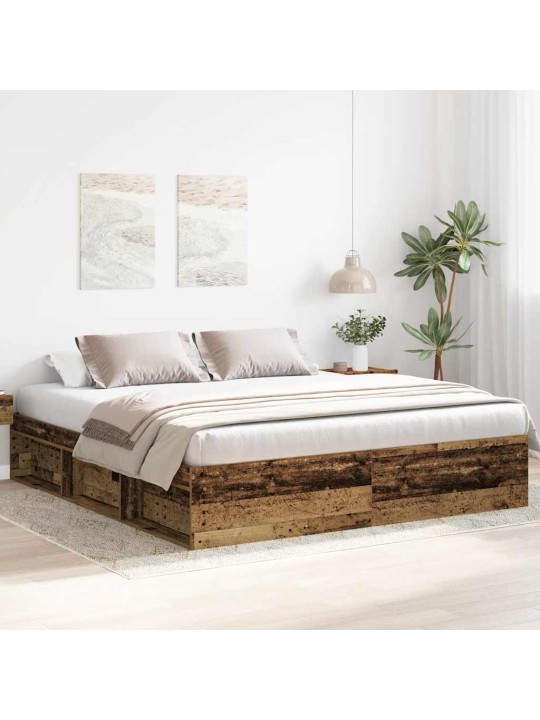 Gultas rāmis bez matrača veci dēļi 200x200 cm inženierijas koks