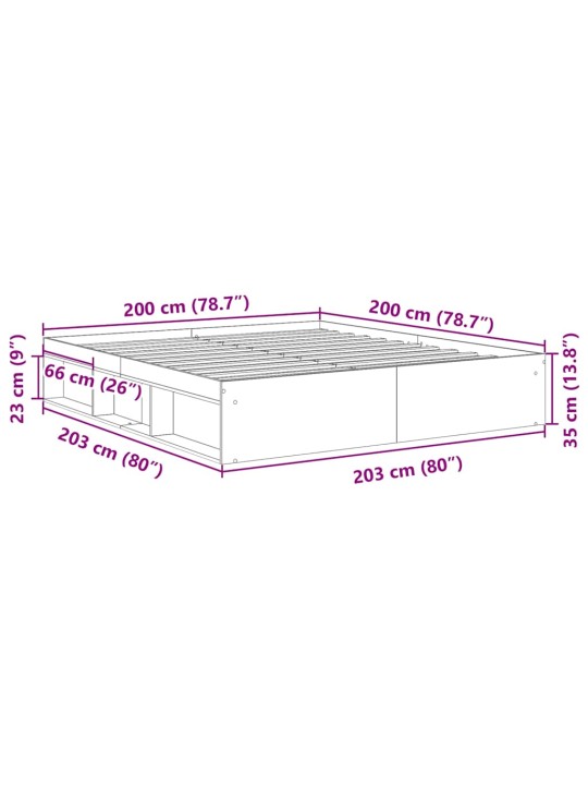 Gultas rāmis bez matrača veci dēļi 200x200 cm inženierijas koks