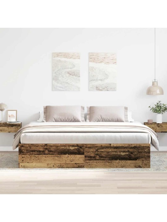 Gultas rāmis bez matrača veci dēļi 200x200 cm inženierijas koks