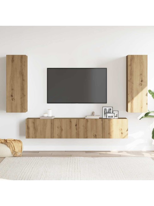 4-daļīgs pie sienas stiprināms tv skapja komplekts