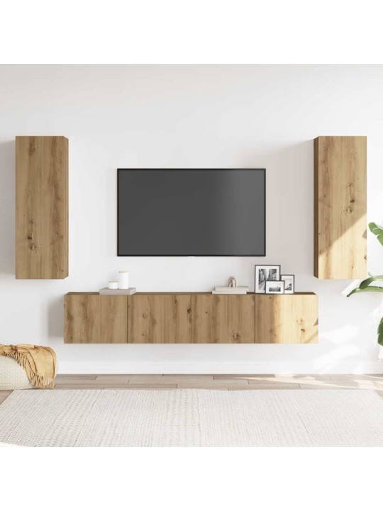 4-daļīgs pie sienas stiprināms tv skapja komplekts