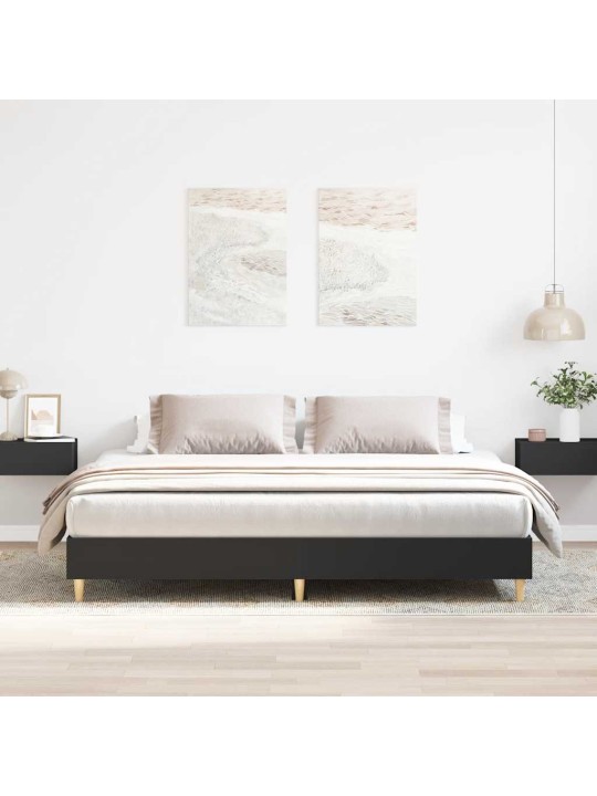 Gultas rāmis bez matrača, melns, 180x200 cm, inženierijas koks