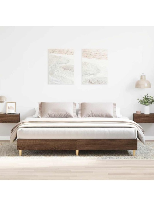 Gulta bez matrača, brūna ozola, 160x200 cm, inženierijas koks