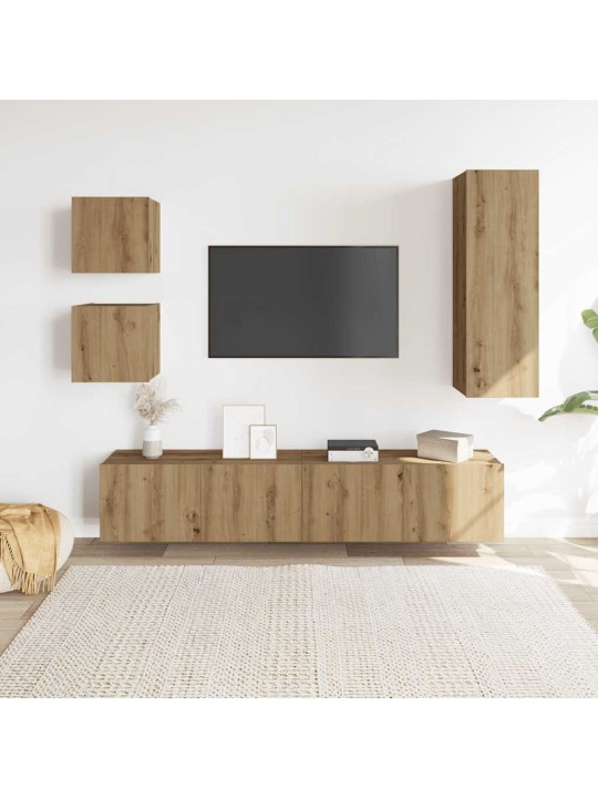 5daļu tv skapja komplekts pie sienas stiprināms amatnieka ozola