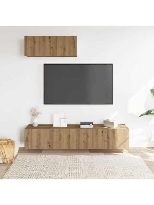 3daļu tv skapja komplekts pie sienas stiprināms amatnieka ozola