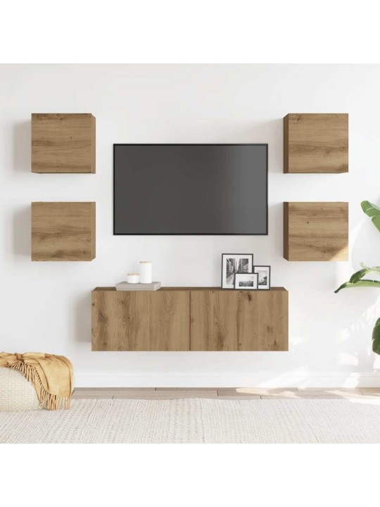 5daļu tv skapja komplekts pie sienas stiprināms amatnieka ozola