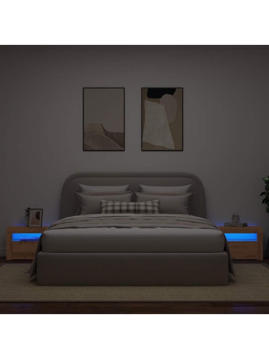 Naktsskapīši ar led lampiņām 2 gab ozola amatnieks 60x35x40 cm