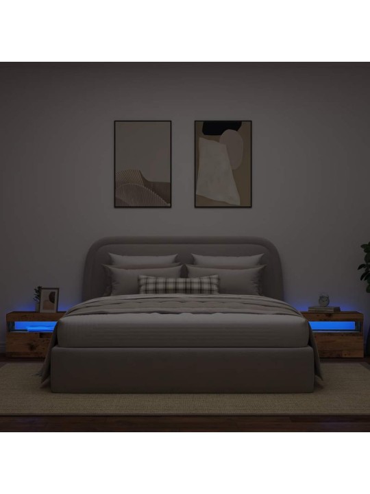 Naktsskapītis ar led gaismām vecs koks 60x35x40 cm