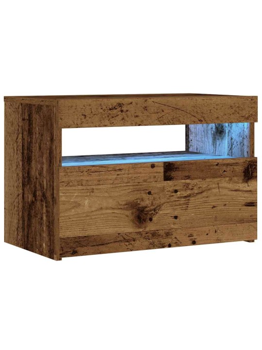Naktsskapītis ar led gaismām vecs koks 60x35x40 cm