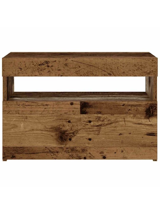Naktsskapītis ar led gaismām vecs koks 60x35x40 cm
