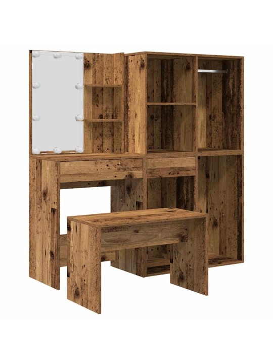 Tualetes galda komplekts ar led old wood engineered wood