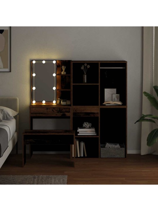 Tualetes galda komplekts ar led old wood engineered wood