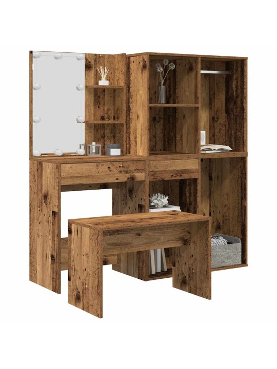Tualetes galda komplekts ar led old wood engineered wood