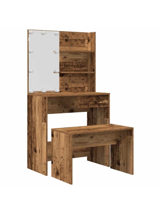 Tualetes galda komplekts ar led old wood engineered wood