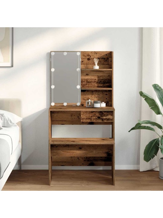 Tualetes galda komplekts ar led old wood engineered wood