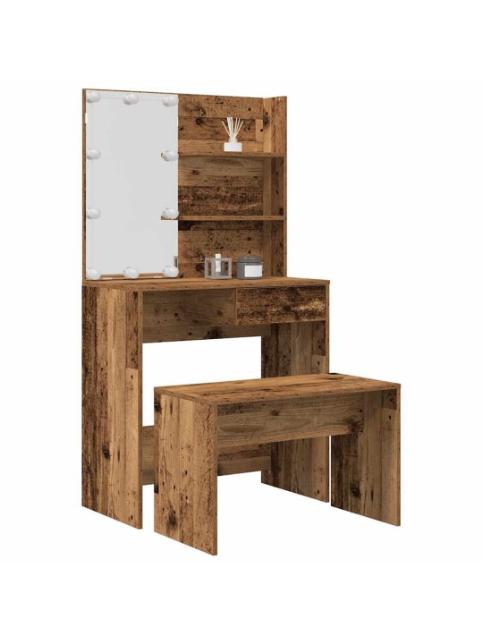 Tualetes galda komplekts ar led old wood engineered wood