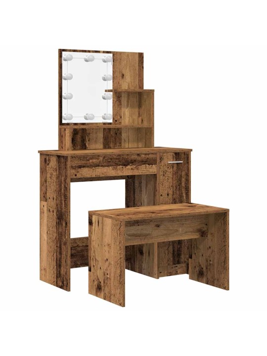Tualetes galda komplekts ar led old wood engineered wood