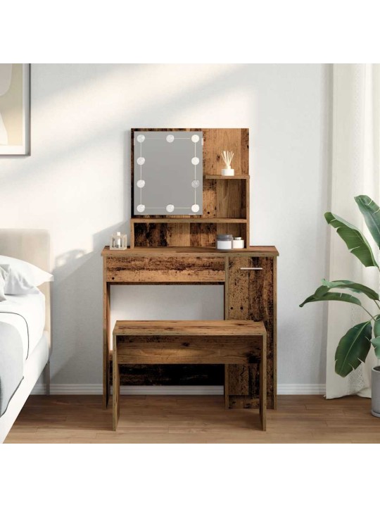 Tualetes galda komplekts ar led old wood engineered wood