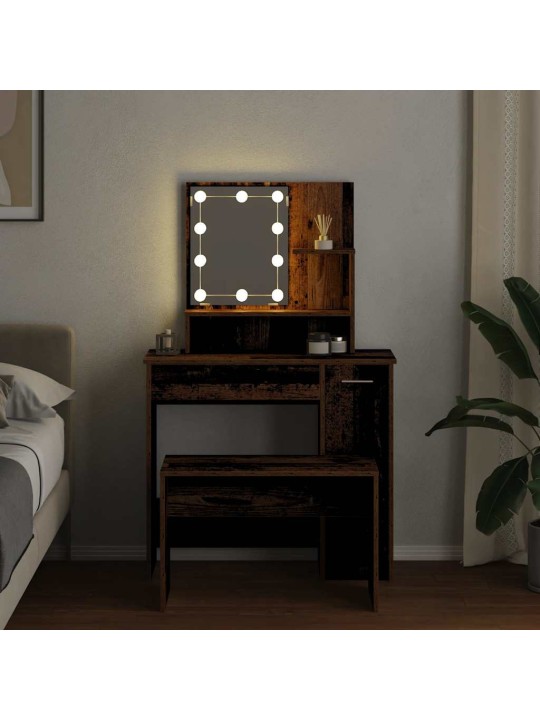 Tualetes galda komplekts ar led old wood engineered wood