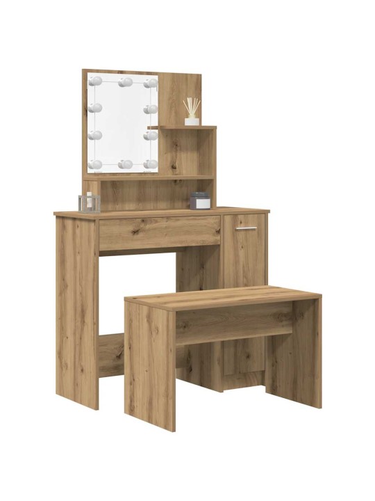 Tualetes galda komplekts ar led old wood engineered wood