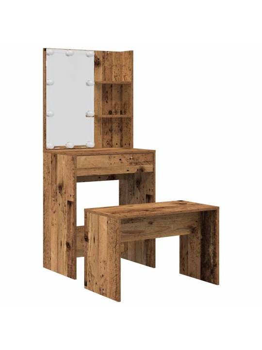 Tualetes galda komplekts ar led old wood engineered wood