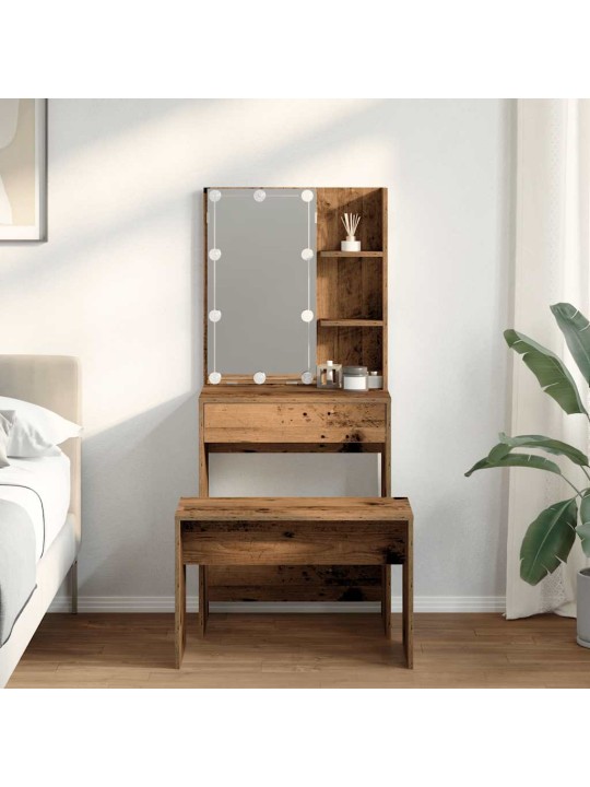 Tualetes galda komplekts ar led old wood engineered wood