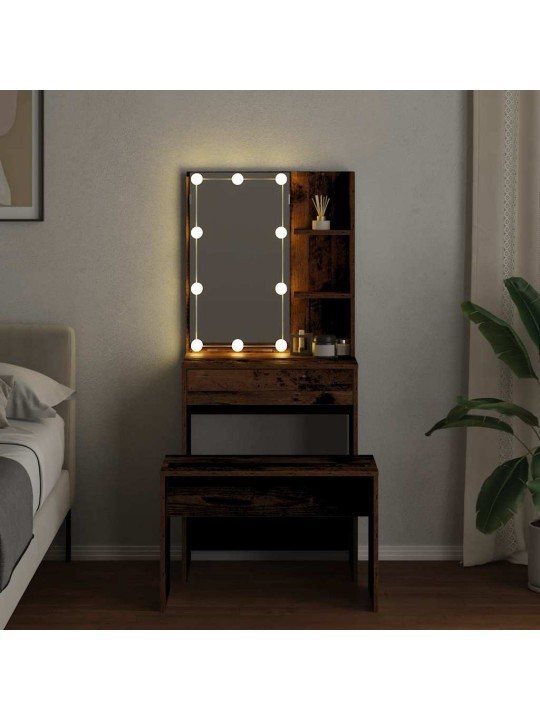 Tualetes galda komplekts ar led old wood engineered wood