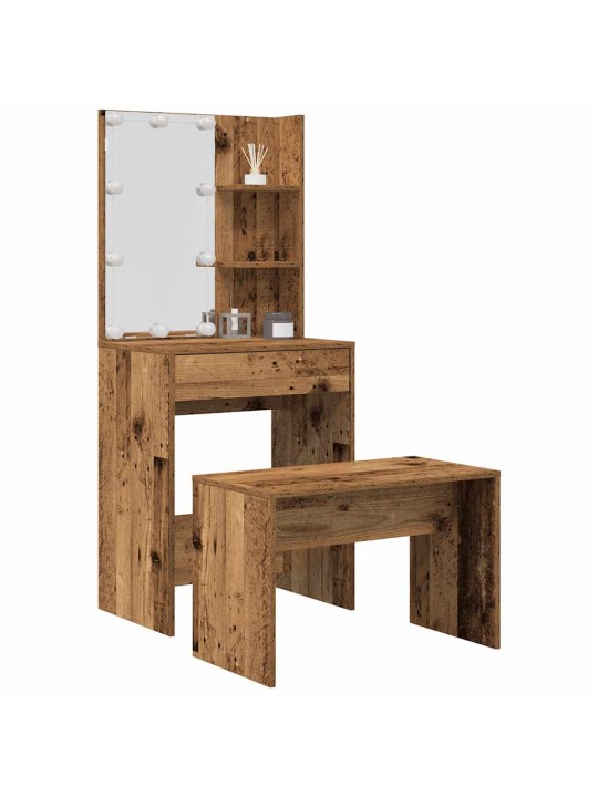 Tualetes galda komplekts ar led old wood engineered wood