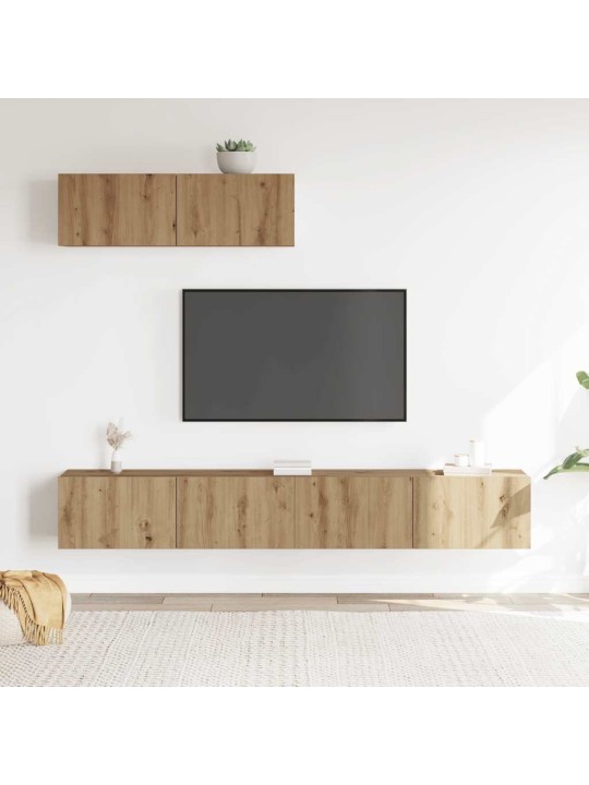 3daļu tv skapja komplekts pie sienas stiprināms amatnieka ozola