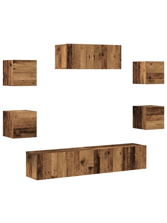 5daļīgs tv skapja komplekts pie sienas stiprināms old wood