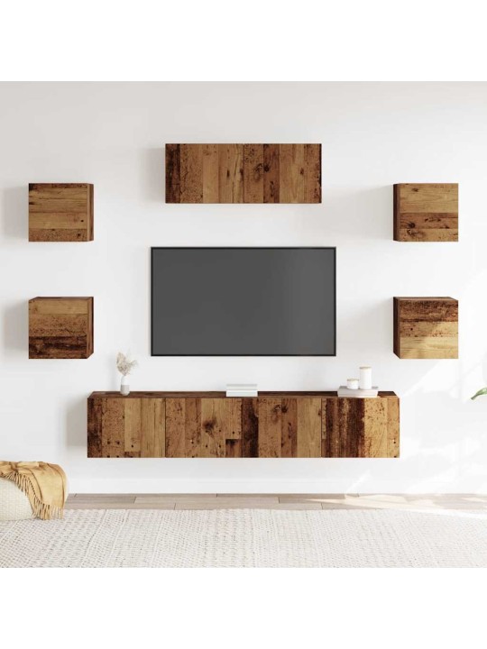 5daļīgs tv skapja komplekts pie sienas stiprināms old wood