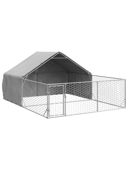 Āra suņu audzētava ar skrējienu, 4x3x1,9 m, cinkots tērauds