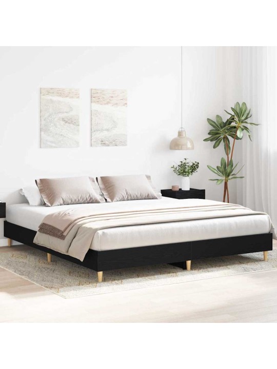 Gultas rāmis melns ozolkoks 160 x 200 cm inženierijas koks