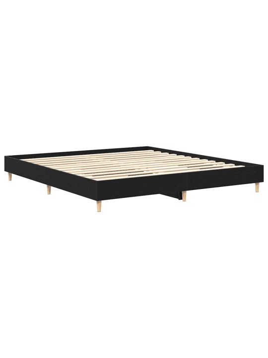 Gultas rāmis melns ozolkoks 160 x 200 cm inženierijas koks
