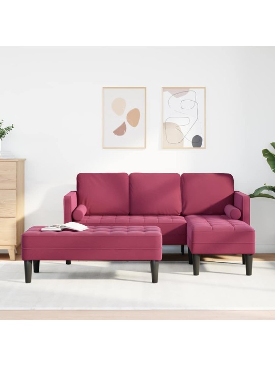 Dīvānu komplekts 2 pcs vīnsarkans 173 x 131 x 67 cm samts